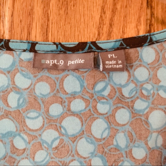 Apt. 9 Light Teal and Brown Circles Top PL - Picture 3 of 6